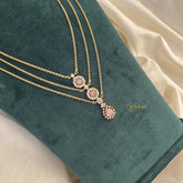 Elegant Baby Pink AD Stone Pendant 3 Layer Chain-G14625